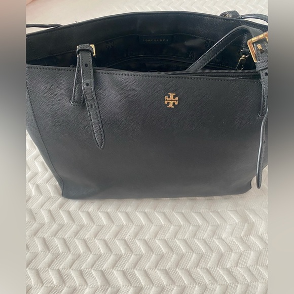 Tory Burch Black Tote with Gold Accents